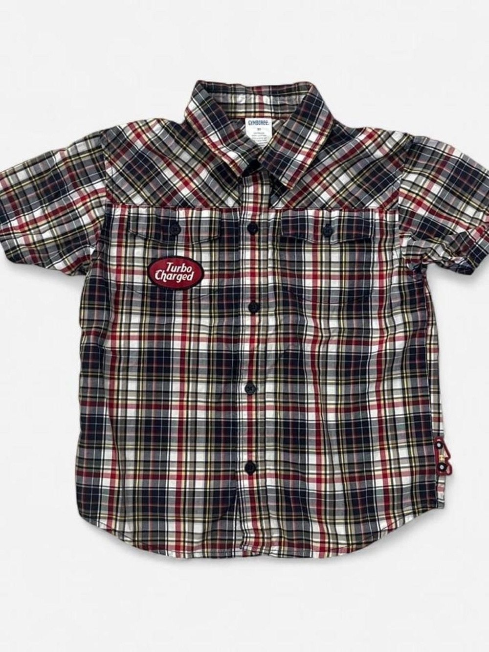 Gymboree Red Navy Cream Plaid Short-Sleeve Button-Down Shirt